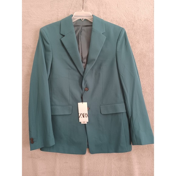 ZARA Blazer Sz 38 Mens Regular Fit Hunter Dark Green Tailored Sport Coat New‎